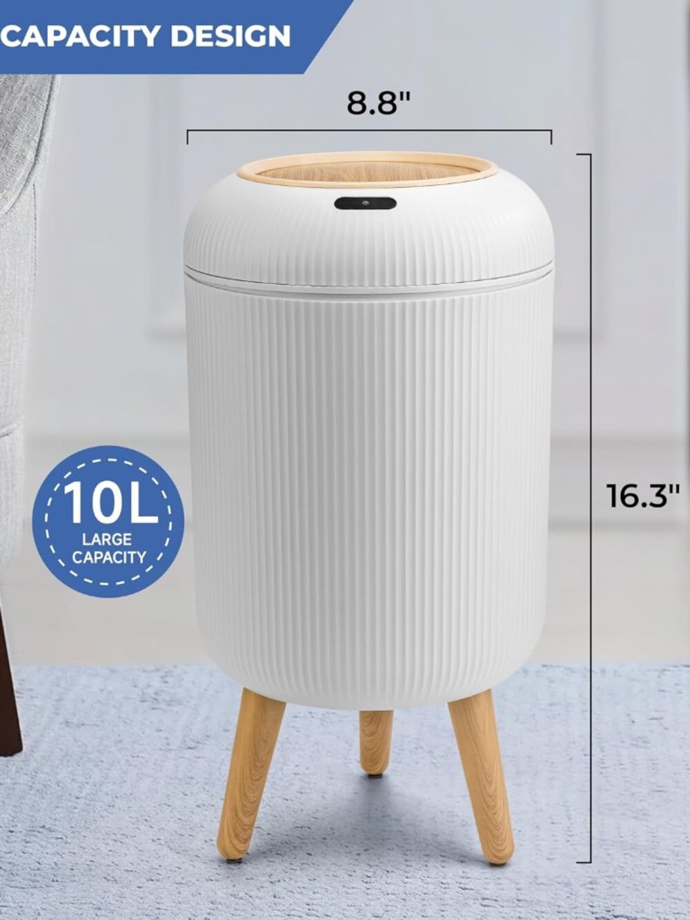 Pukomc Smart Sensor Wastebasket Hand Free Touchless 2.6 Gallon - Picture 5 of 7